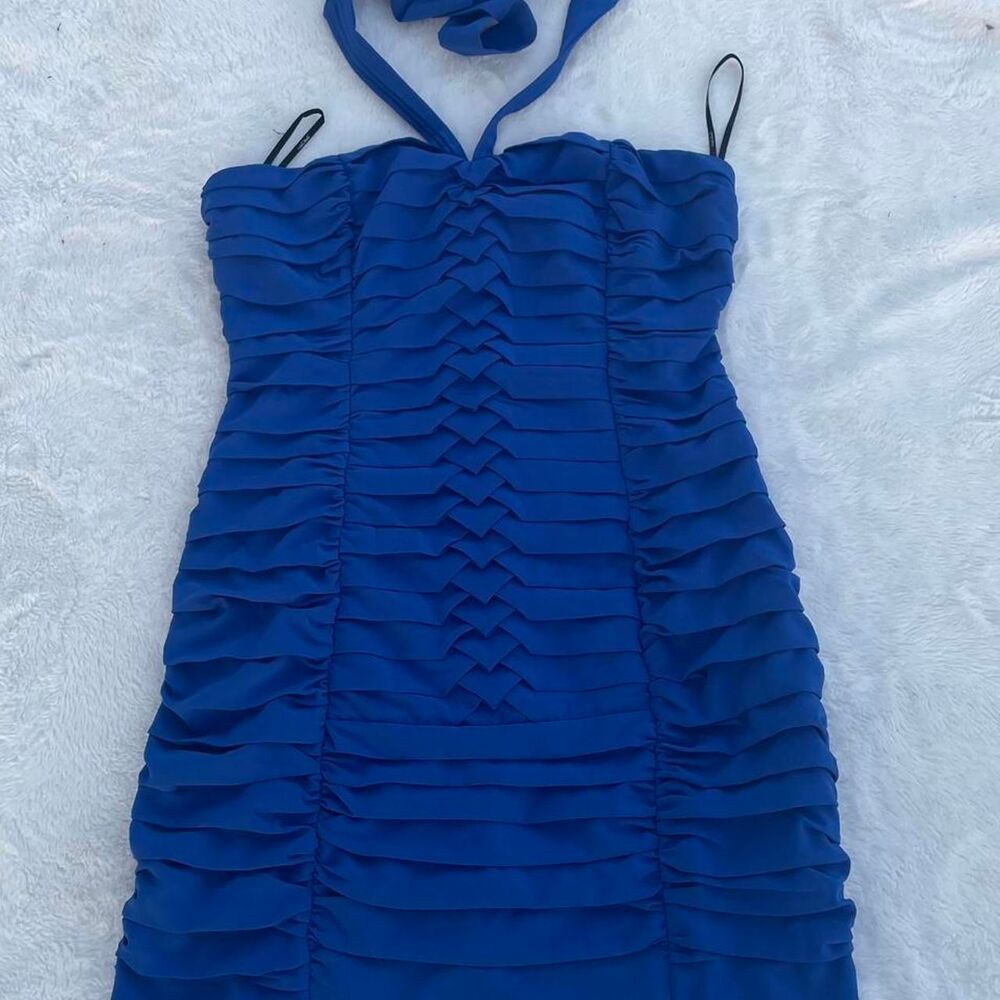 NIKIBIKI Women's Blue MINI RUFFLE Dress. SIZE M